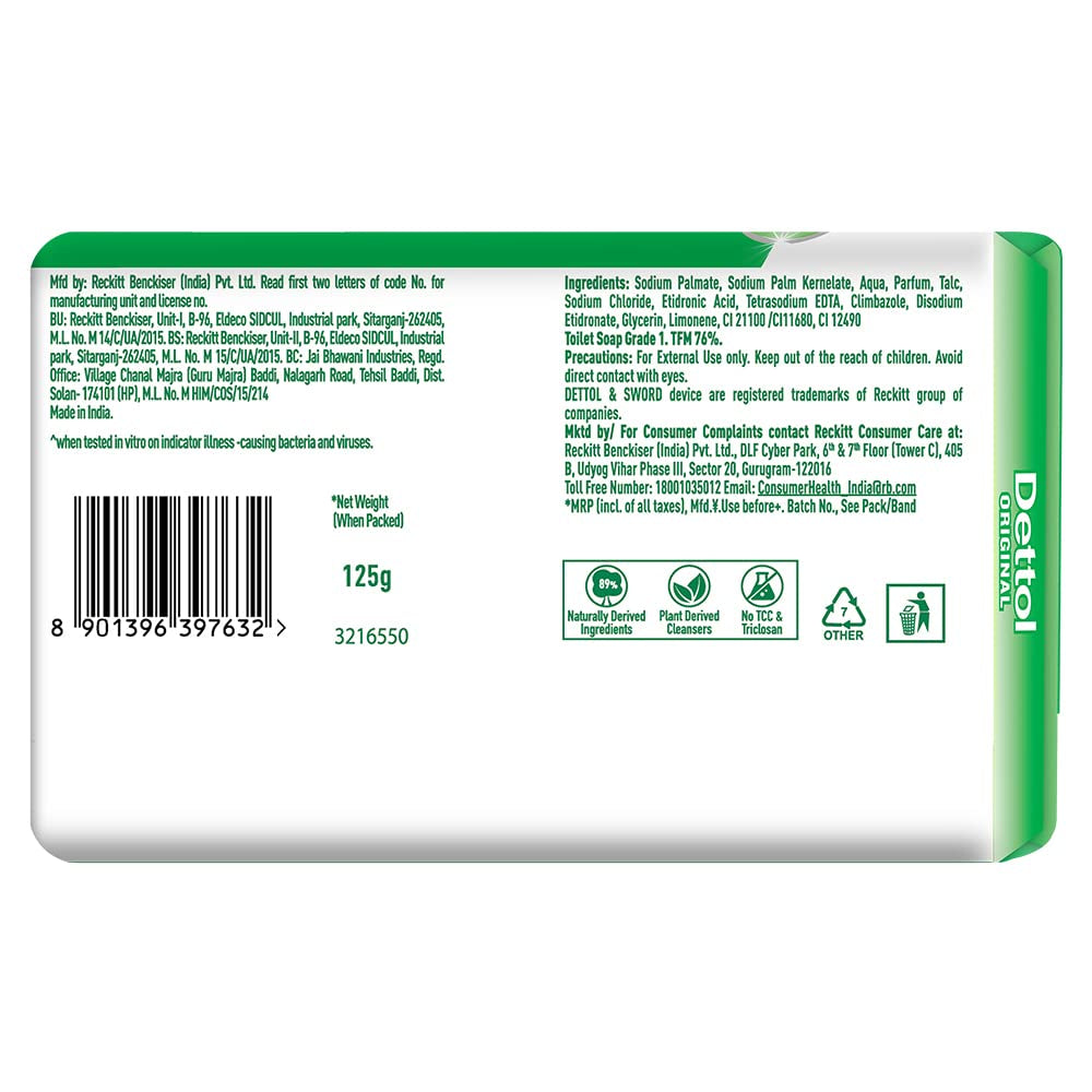 Original Germ-Protection Bathing Soap Bar, 150g (Pack of 5)