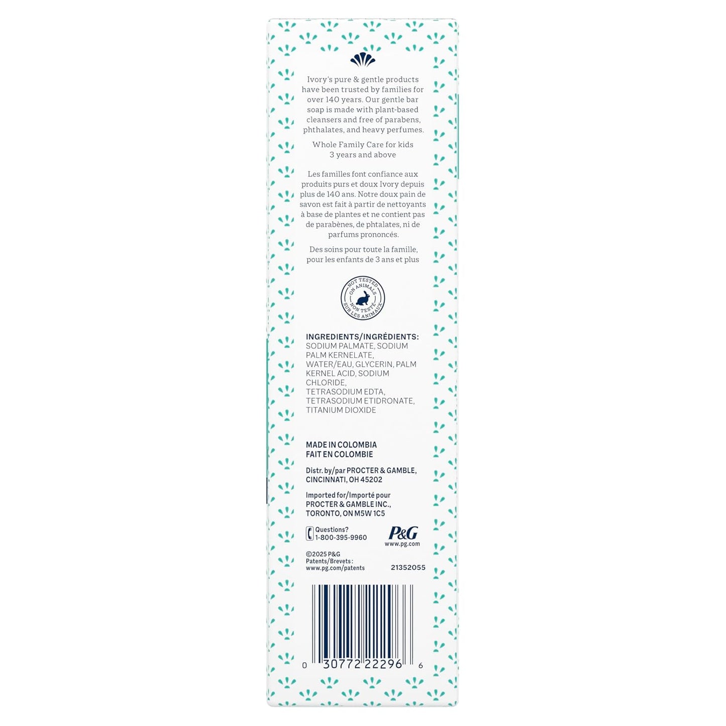 Fragrance-Free Sensitive Bar Soap for All Skin Types, 99.44% Pure Plant-Based Formula, 3.17 Oz (10 Count)