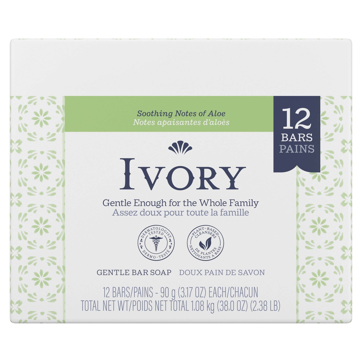 Aloe Infused Bar Soap for All Skin Types, 3.17 Oz, Pack of 12