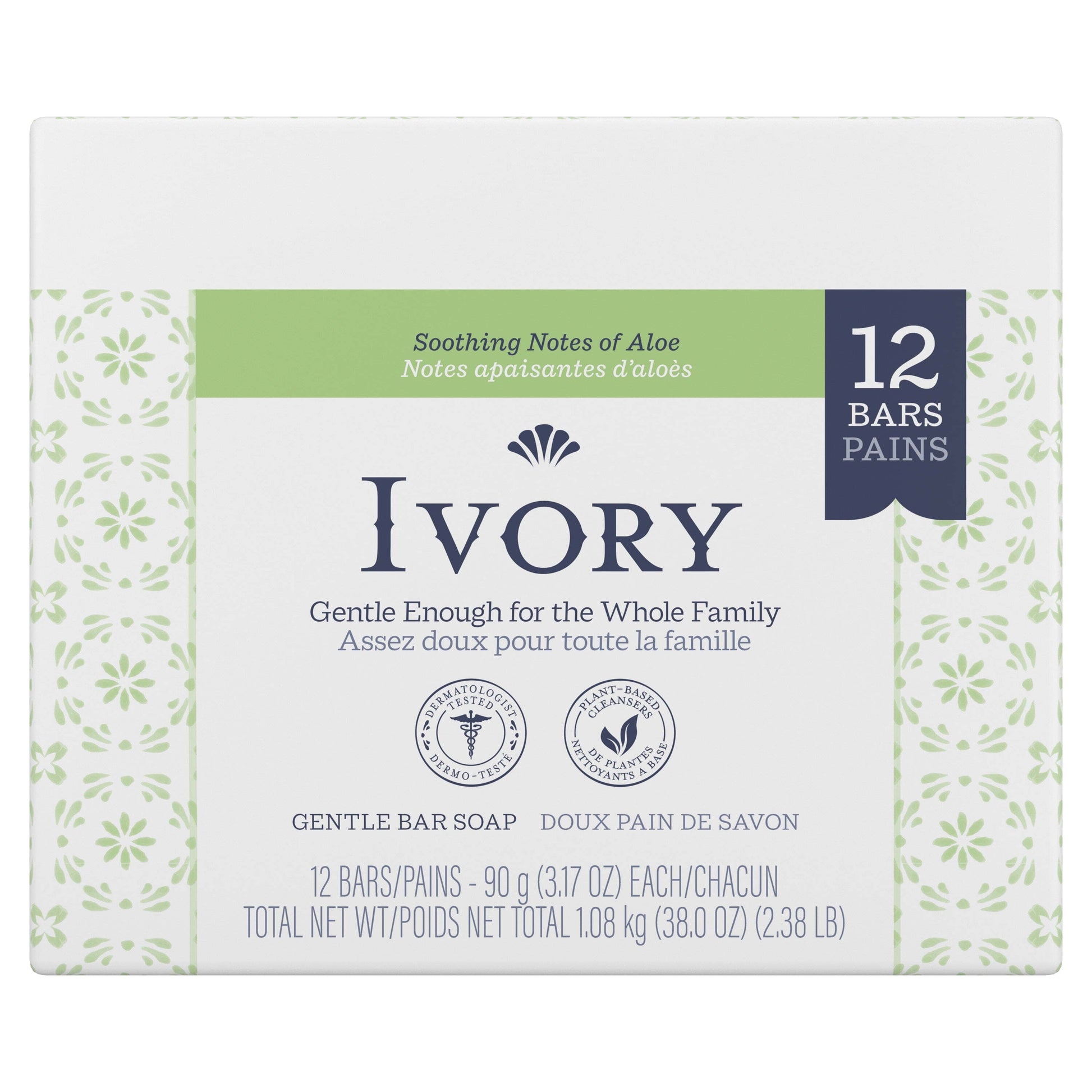 Aloe Infused Bar Soap for All Skin Types, 3.17 Oz, Pack of 12