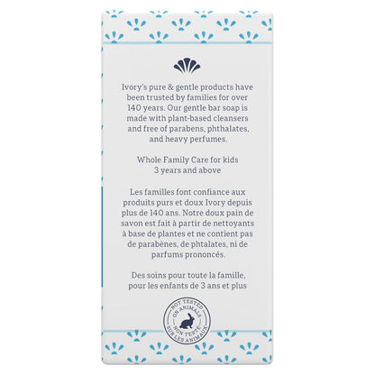 Gentle Bath Bar Soap for All Ages, 99.44% Pure Formula with Plant-Based Cleansers, Free from Heavy Perfumes, Parabens, and Phthalates, Original Scent, 4.0 Oz (4 Count)