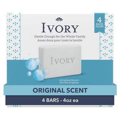 Gentle Bath Bar Soap for All Ages, 99.44% Pure Formula with Plant-Based Cleansers, Free from Heavy Perfumes, Parabens, and Phthalates, Original Scent, 4.0 Oz (4 Count)