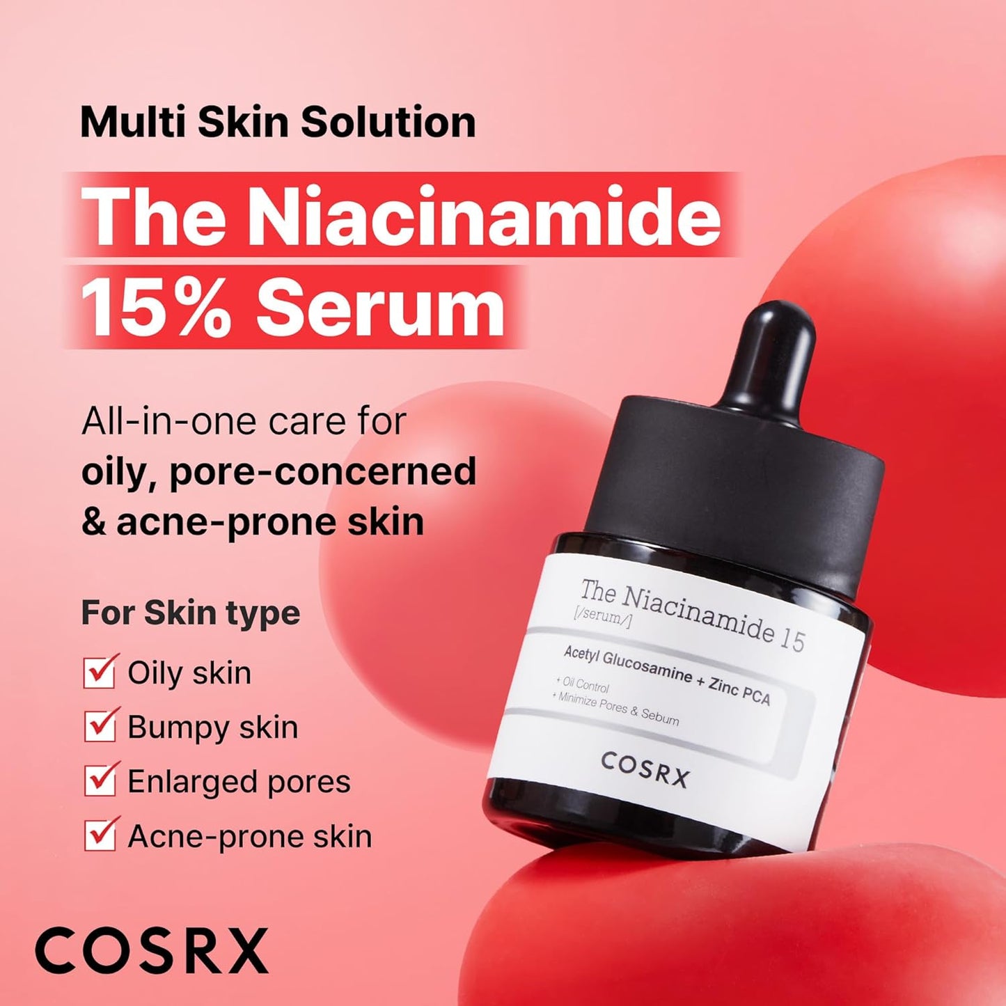 15% Niacinamide Facial Serum, 0.67 Fl Oz, Pore Minimizing and Skin Tone Evening Treatment, Korean Skincare