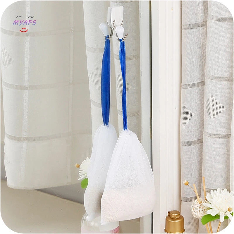 10Pcs Facial Cleanser Manual Foaming Net Bag Wash Face Soap Liquid Soap Whipped Mousse Bath Shower Blister Foaming Net