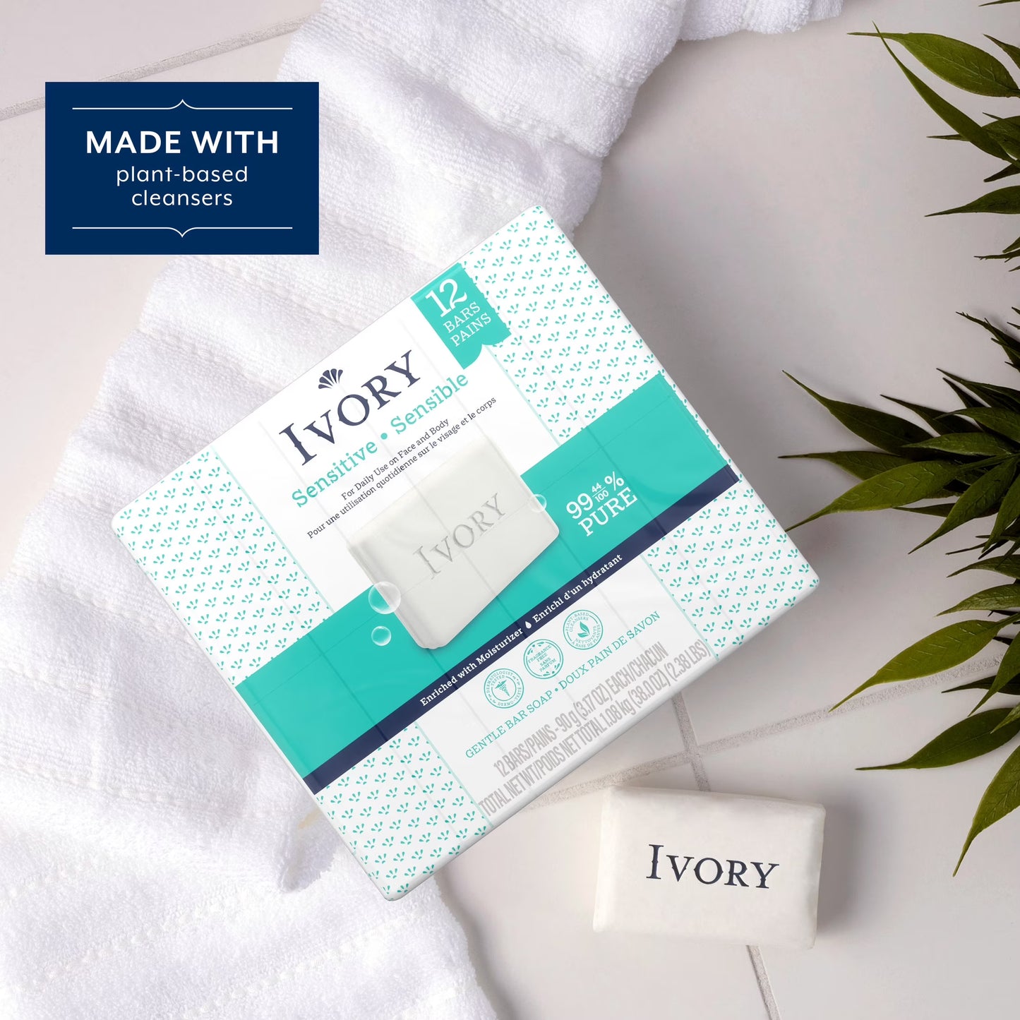 Fragrance-Free Sensitive Bar Soap, 3.17 Oz (12 Pack)