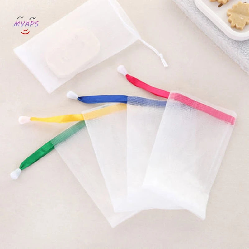 10Pcs Facial Cleanser Manual Foaming Net Bag Wash Face Soap Liquid Soap Whipped Mousse Bath Shower Blister Foaming Net