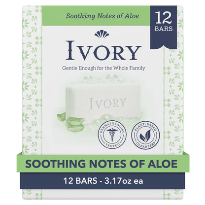 Aloe Infused Bar Soap for All Skin Types, 3.17 Oz, Pack of 12
