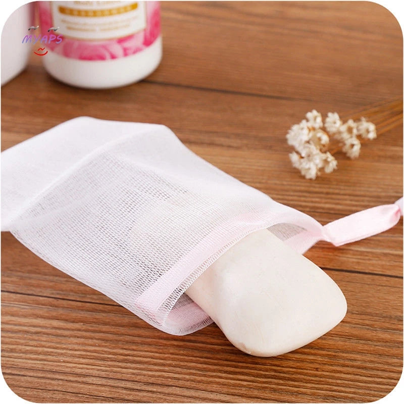 10Pcs Facial Cleanser Manual Foaming Net Bag Wash Face Soap Liquid Soap Whipped Mousse Bath Shower Blister Foaming Net