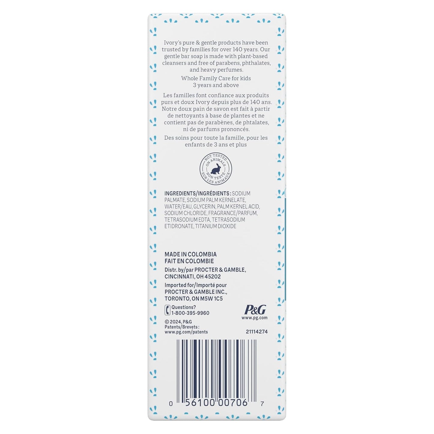 Gentle Bath Bar Soap for All Ages, 99.44% Pure Plant-Based Formula, Free from Heavy Perfumes, Parabens, and Phthalates, Original Scent, 3.17 Oz (10 Count)
