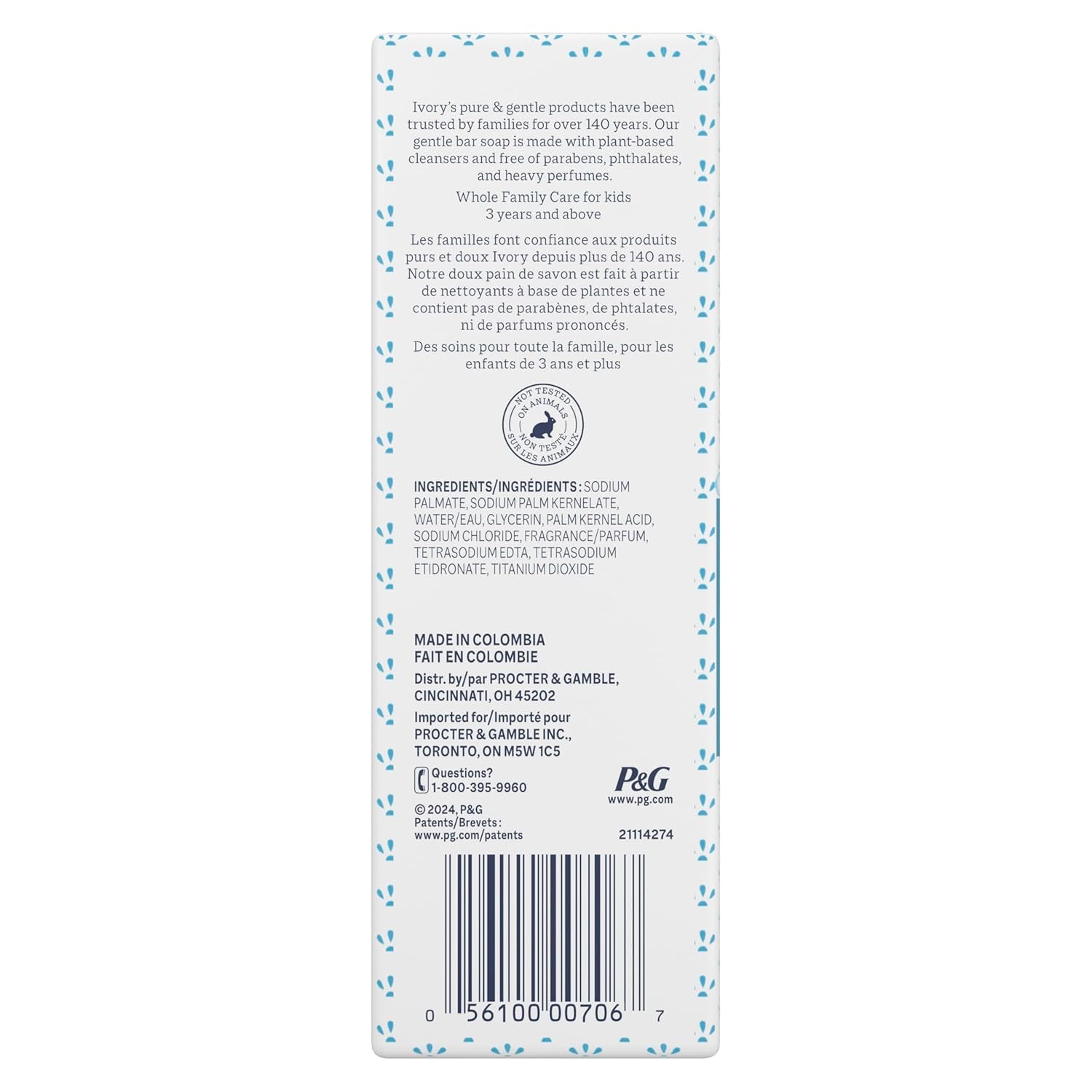Gentle Bath Bar Soap for All Ages, 99.44% Pure Plant-Based Formula, Free from Heavy Perfumes, Parabens, and Phthalates, Original Scent, 3.17 Oz (10 Count)