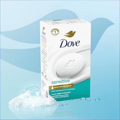 Dove Sensitive Skin Beauty Bar Soap, 8-Pack, Fragrance-Free and Hypoallergenic, 3.75 Oz Each