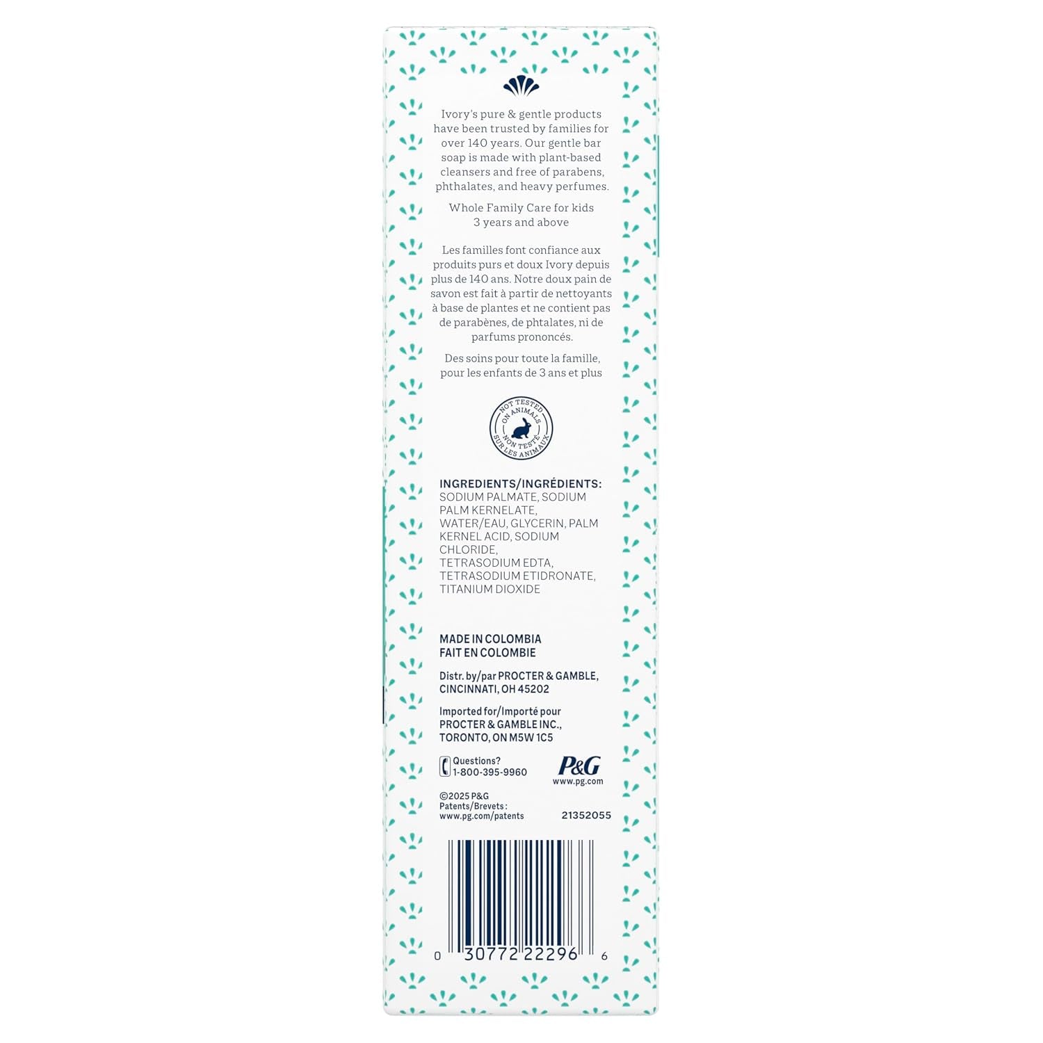 Fragrance-Free Sensitive Bar Soap for All Skin Types, 99.44% Pure Plant-Based Formula, 3.17 Oz (10 Count)